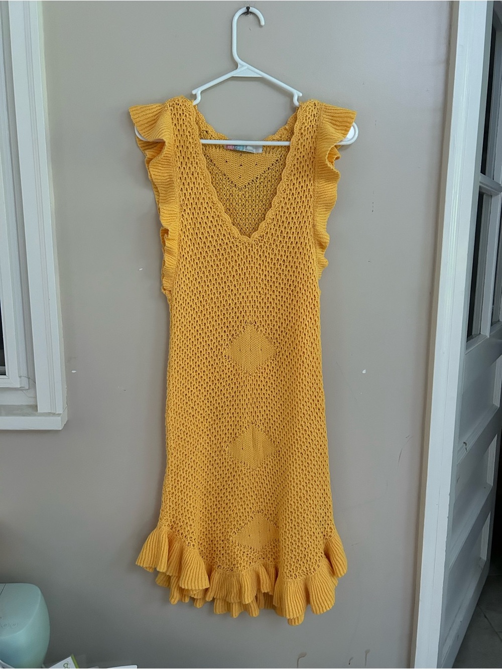 FP beach Mykonos yellow knit dress